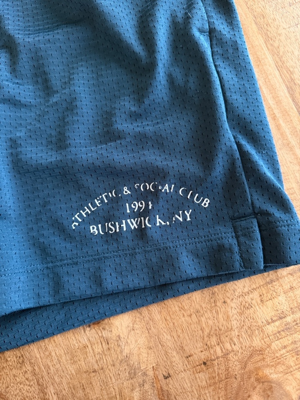 Abercrombie & Fitch Teal Mesh Athletic Shorts 5 with White Drawstring - Picture 2 of 4